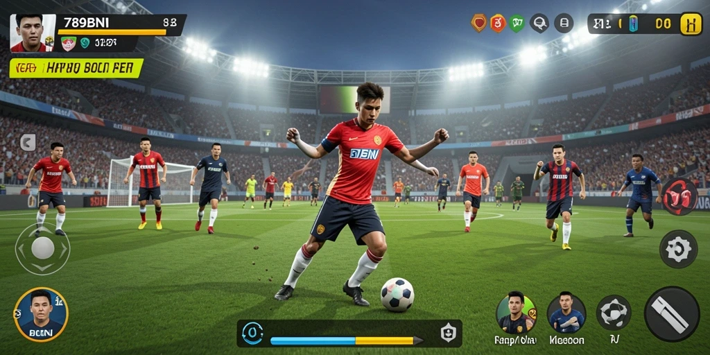Tampilan gameplay seru dalam aksi sepak bola