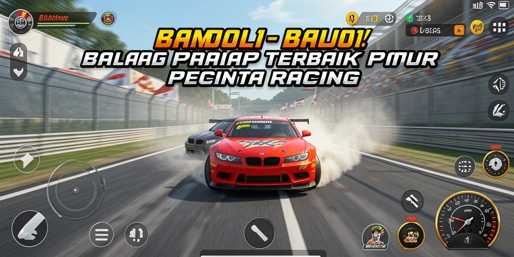 Tampilan gameplay seru dari BARU01 dengan mobil balap yang menantang.