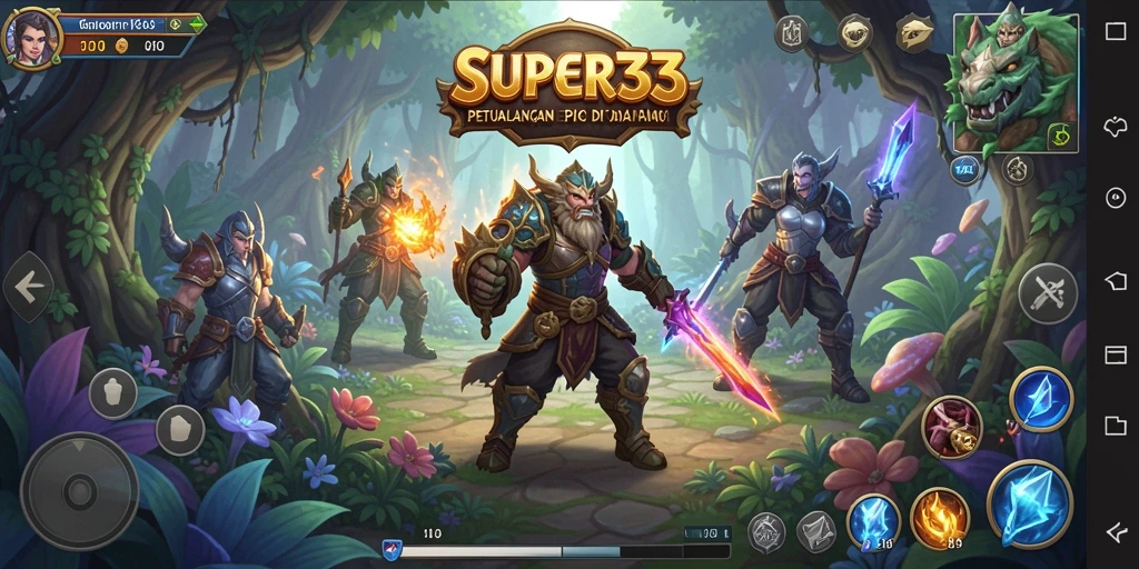 Screenshot dari gameplay RPG SUPER33 menampilkan pertarungan epic.